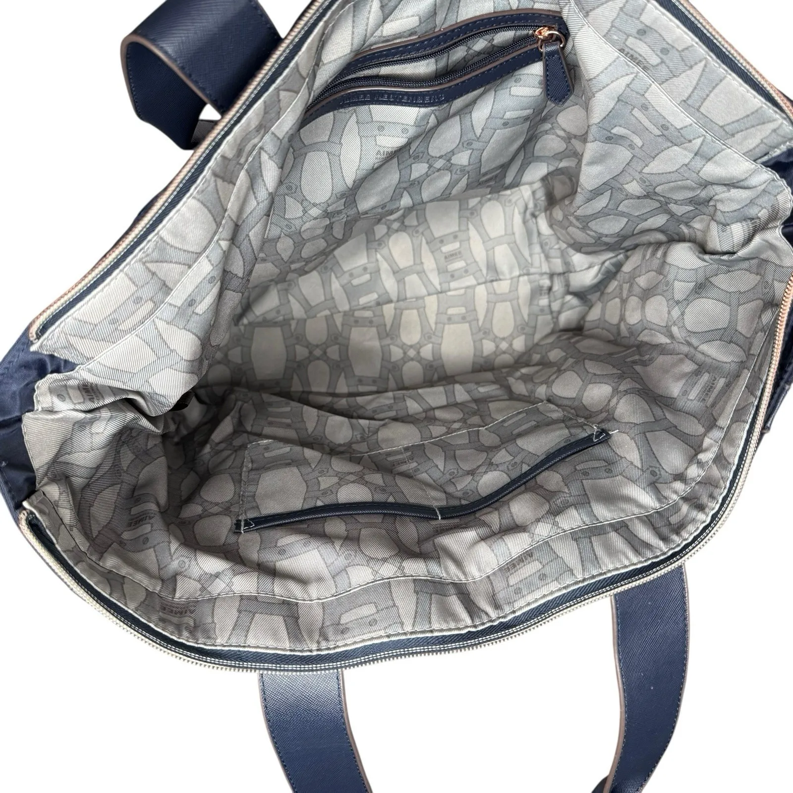Aimee Kestenberg Navy Blue And Rose Gold Tote Shopper‎ Bag Weekend Bag Carry On - Image 5