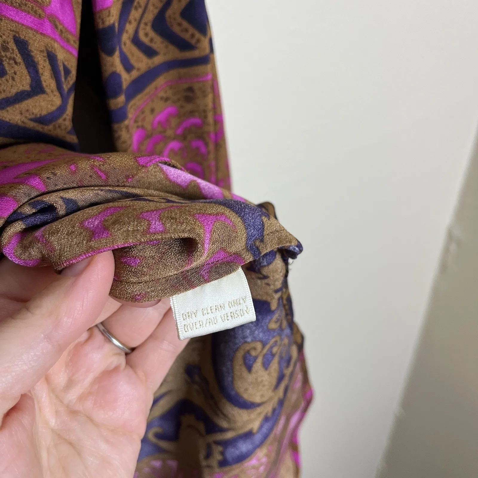 Vtg Dana Buchman Silk Blouse Button Up 12 Lagenlook Tunic Pink Brown Boho Artsy - Image 8