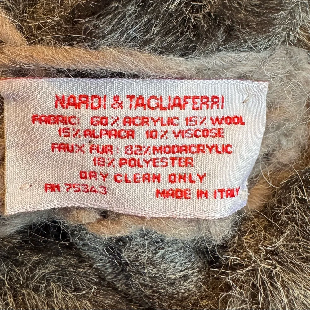 Vintage Nardi & Tagliaferri Wool and Alpaca Braided Knotted Infinity Scarf Italy Gray - Image 4