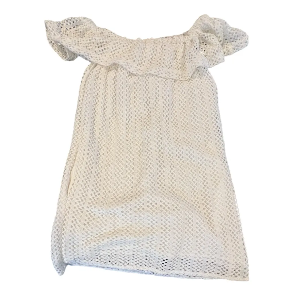 Line And Dot White Large Boho Chic Crochet ‎ Lace Dress Midi Summer Sundress - Image 6