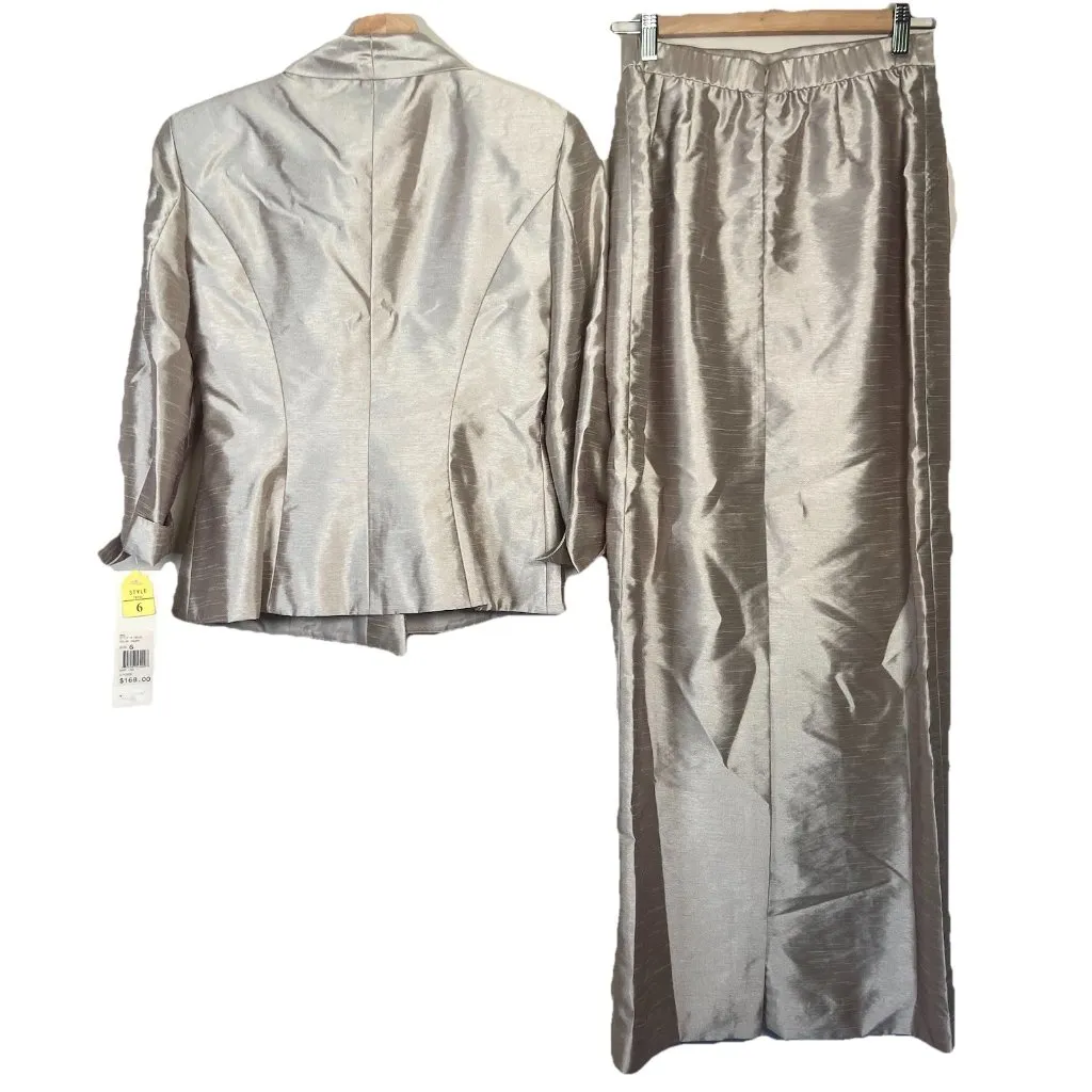 Alex Evenings Formal Suit Womens Size 6 Champagne Shimmer Skirt Jacket Wedding‎ - Image 7
