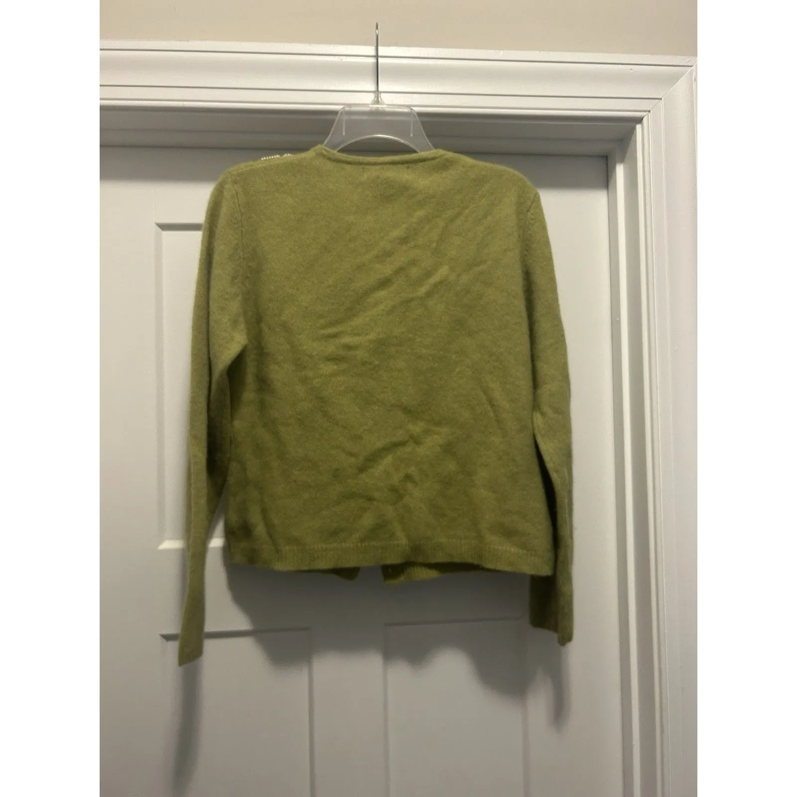 Dress Barn Women Green Jeweled Button Long Sleeve Cardigan  Wool Angora Large - Image 6