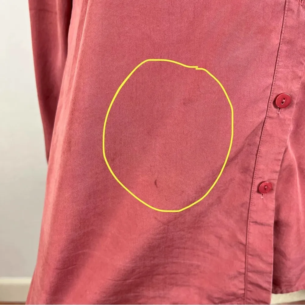 Eileen Fisher Light Red Tencel Blend Button Down - Image 5