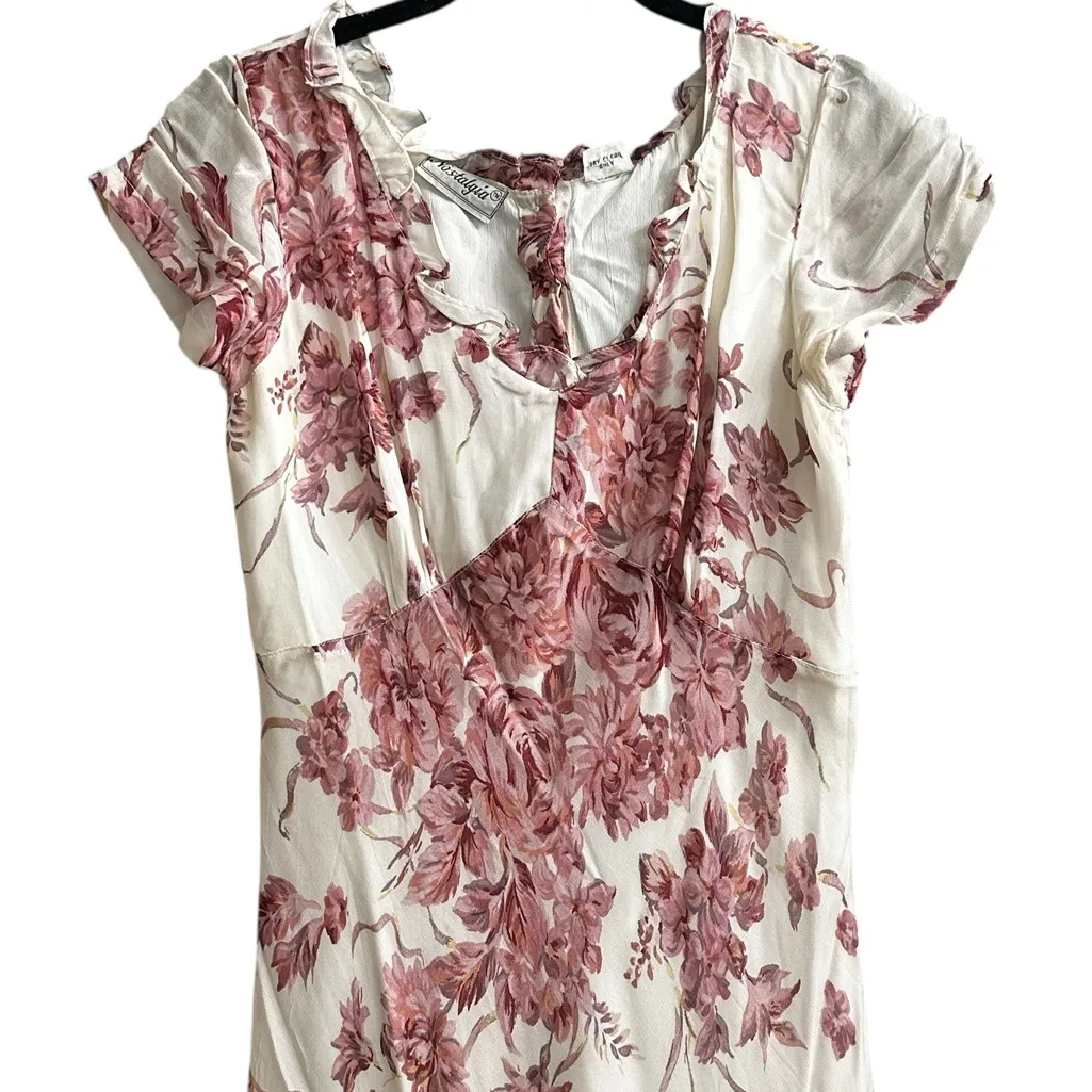 Vintage 80s Nostalgia Floral Babydoll Maxi Dress Whimsy Fairy Feminine Size M White Size M - Image 3