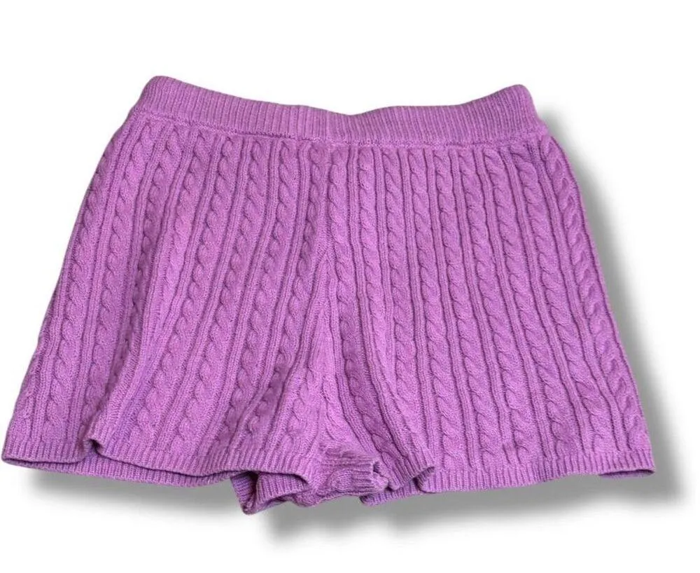 NWT Sadie & Sage Lavender Cable Knit Lounge Shorts | Size Small Purple - Image 2