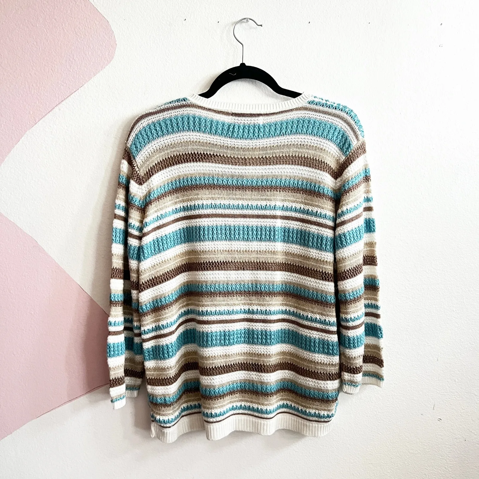 Alfred Dunner Striped Cardigan Vintage Fairycore Cottagecore Coquette Large - Image 2