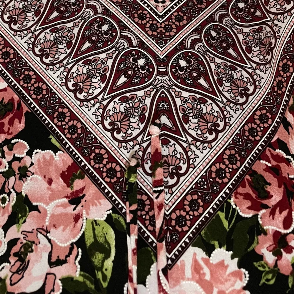 Diana Bell Boho Floral Print Ruffle Short Sleeve Top 2X Pink Size XL - Image 3