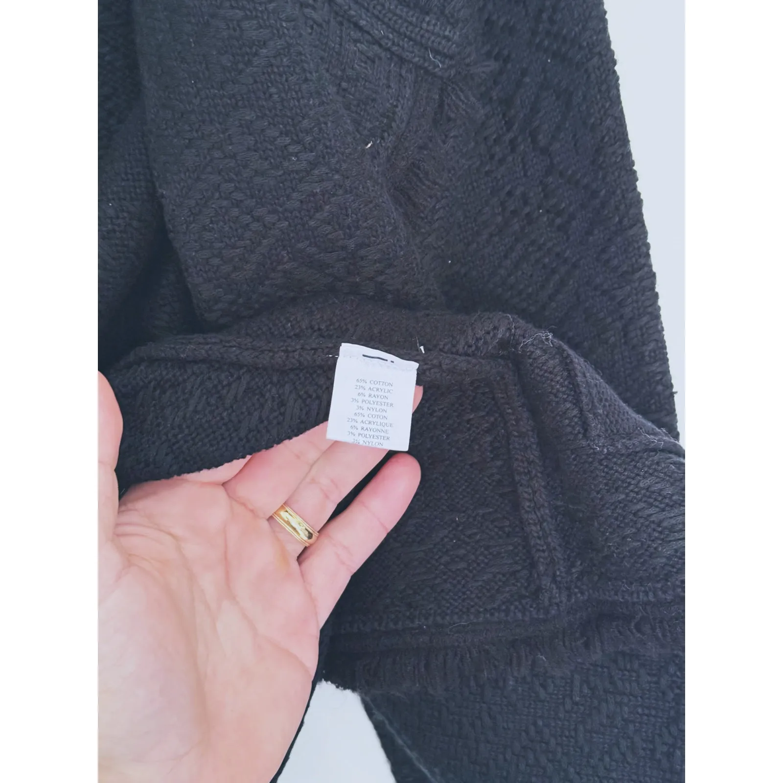 Faherty Fringe Embroidered Chunky Knit Open Blazer Medium Black Western Academia - Image 6