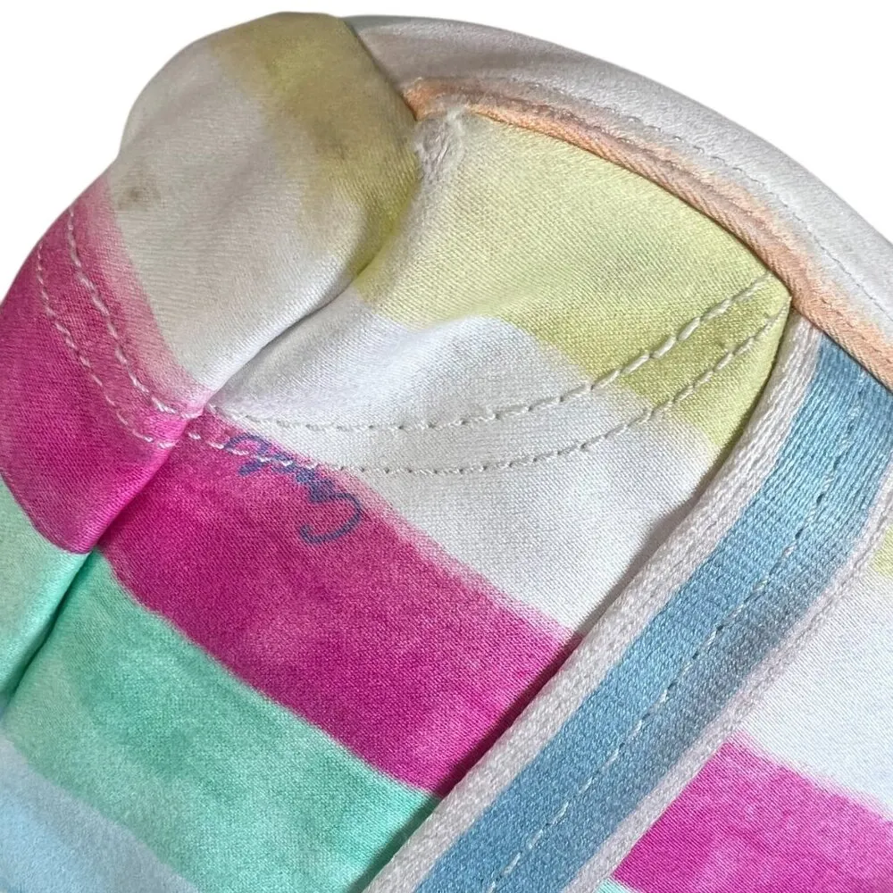 COACH Hampton Watercolor Canvas Leather Handbag Purse Pastel Stripe Colorful S/M - Image 10