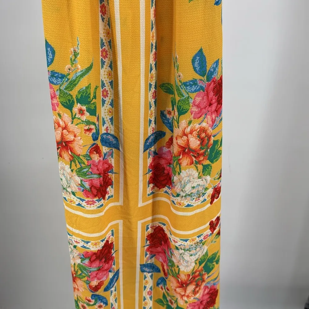 Flying Tomato Floral side slits off the shoulder ruffle Maxi Dress tie waist L - Image 5