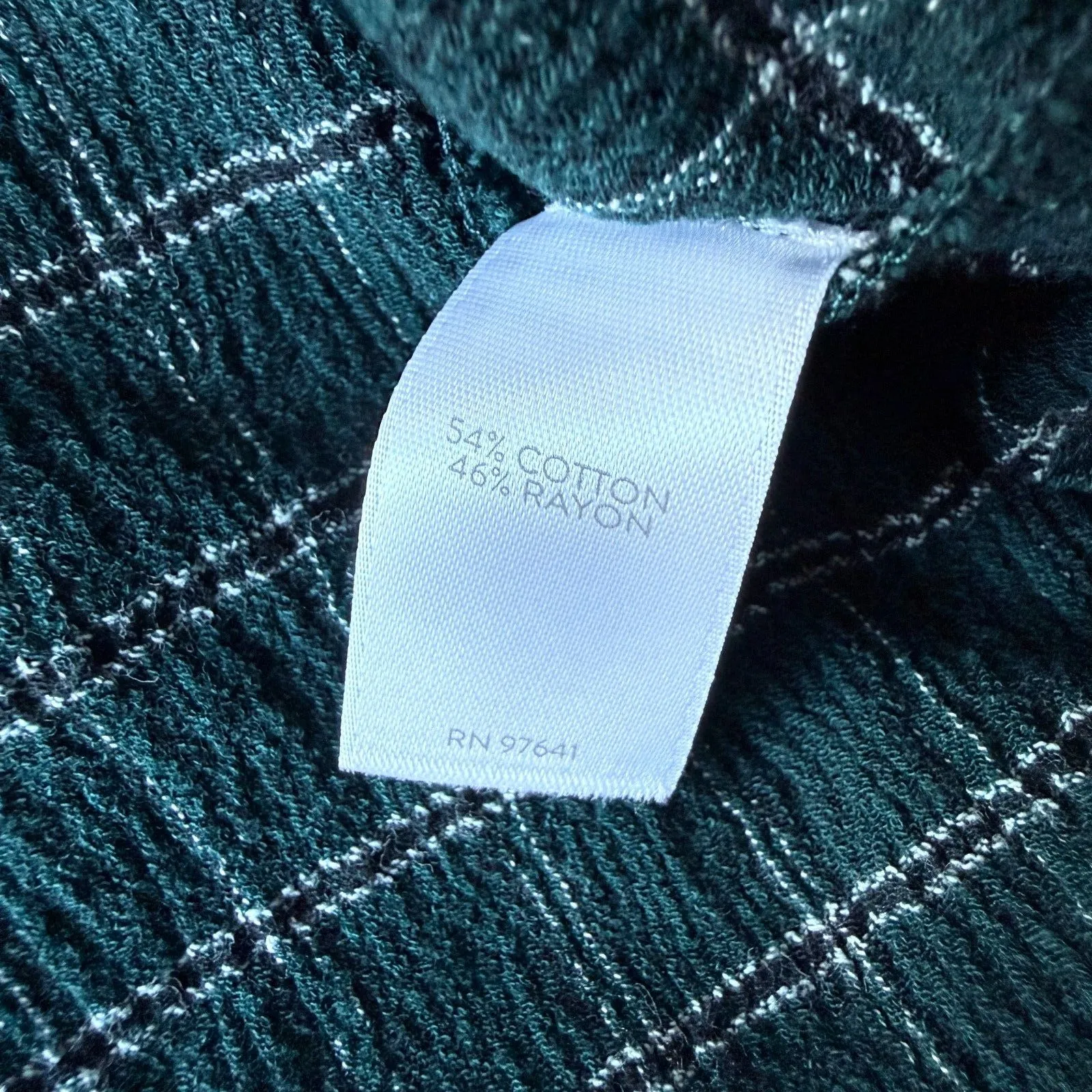 J. Jill Crinkle Plaid Button Up Boxy 3/4 Sleeve Women's Blouse Shirt XL Petite Green Size undefined - Image 4