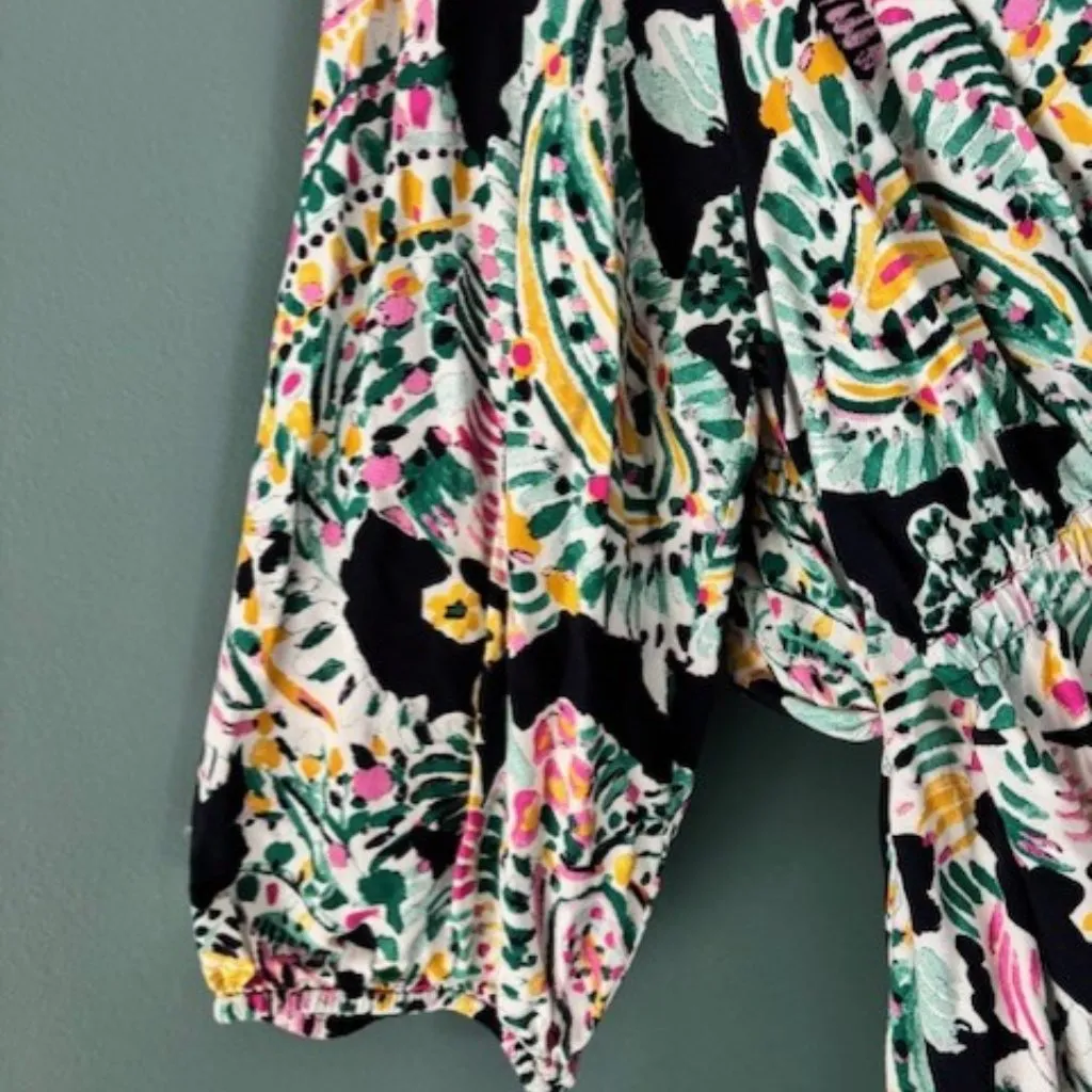 Crown & Ivy Plus Size 2X Green Black Paisley Vibrant Tie Waist Boho Whimysygoth - Image 5