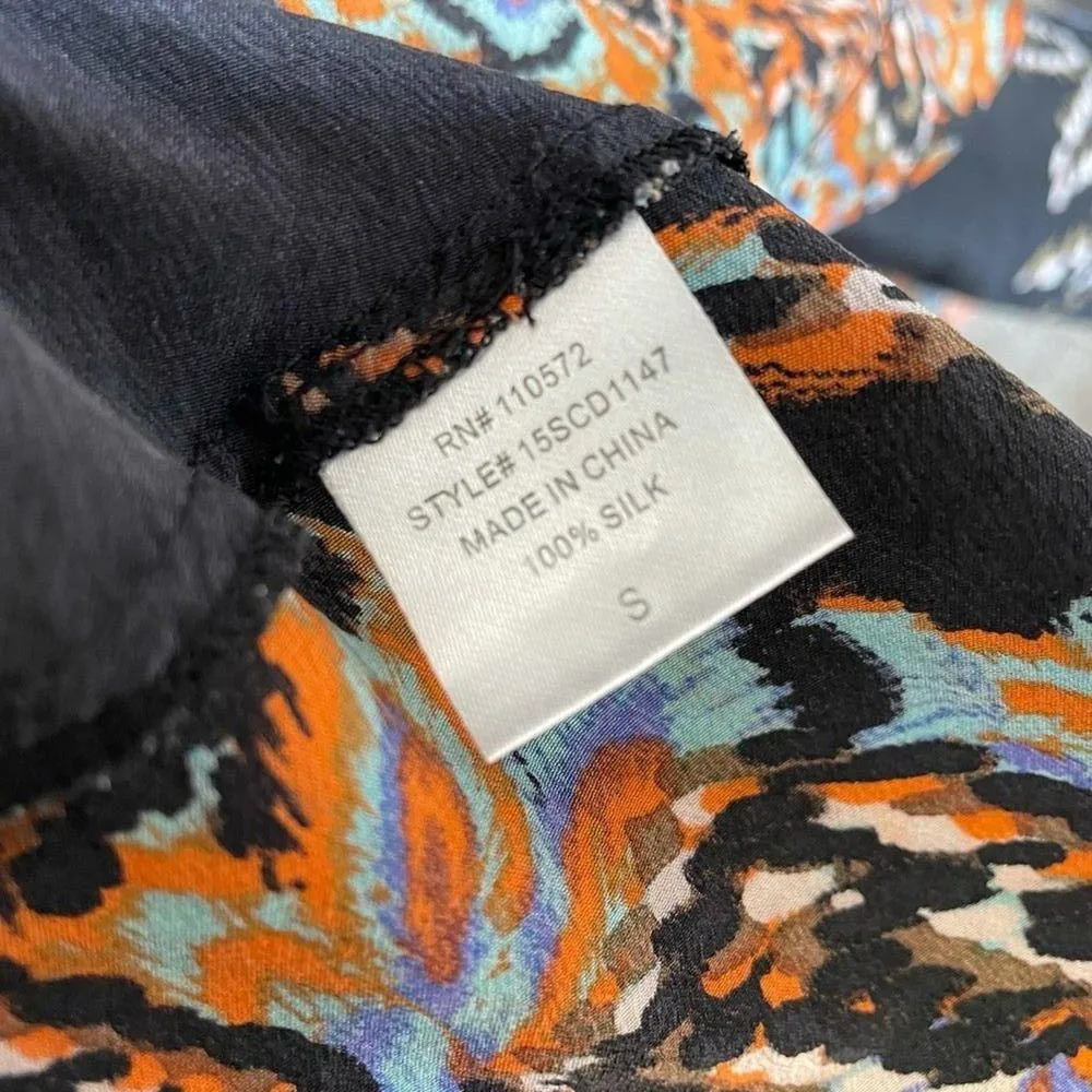 Twelfth Street by Cynthia Vincent Abstract Floral Silk Cardigan Small Blue - Image 8