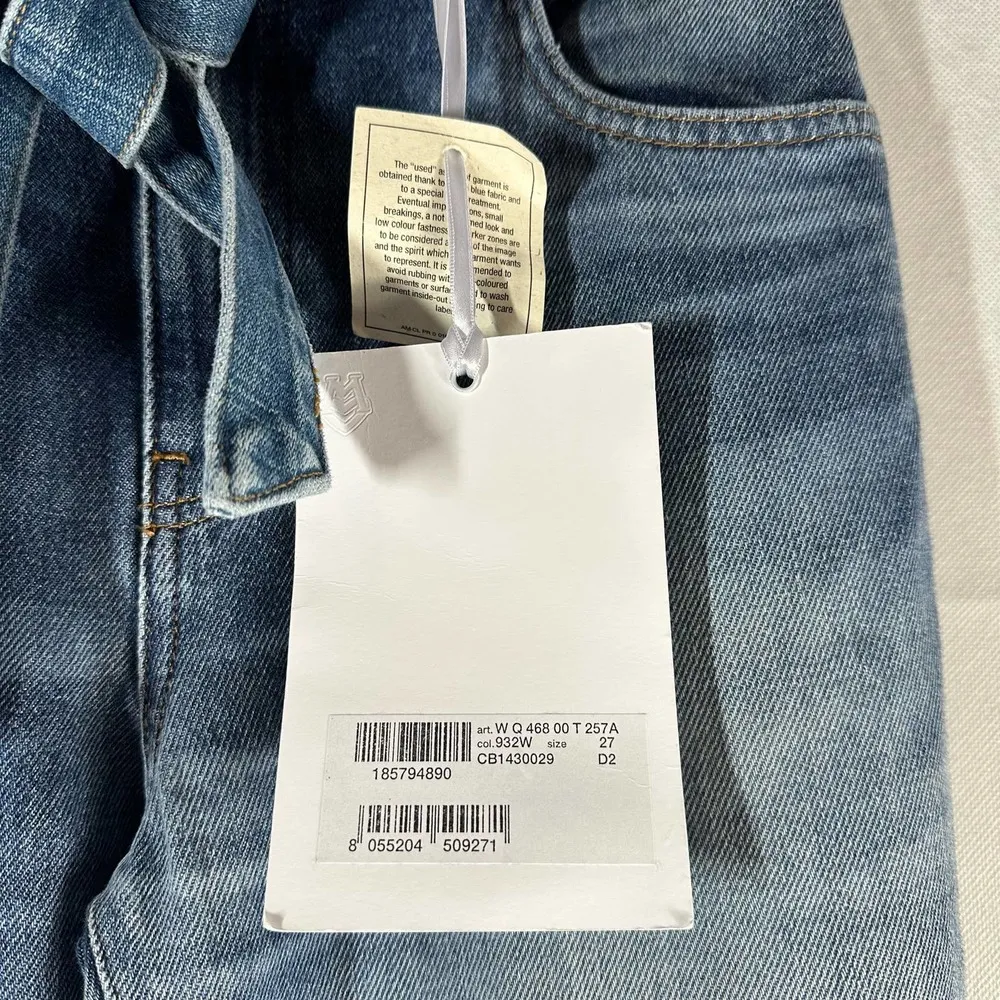 Love Moschino Wide Leg Belted Jeans Tall Size 27 Blue Wash - Image 3