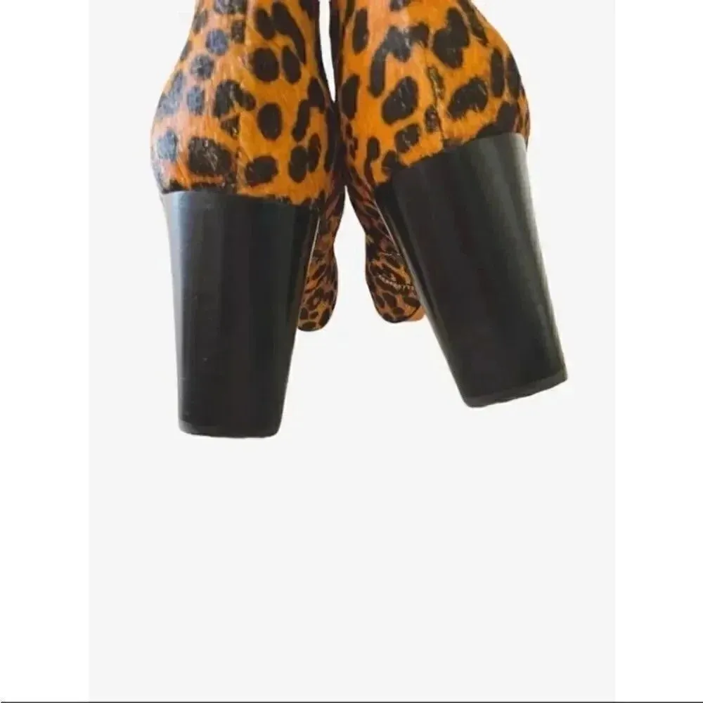 Banana Republic Trendy Cheetah Printed Block Heel Haircalf Leather Boots 6.5M - Image 7