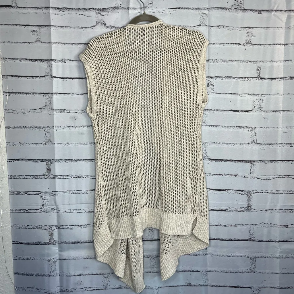 Eddie Bauer Cream Knit Cardigan Vest Women’s S Open-Front Sleeveless Minimalist - Image 10