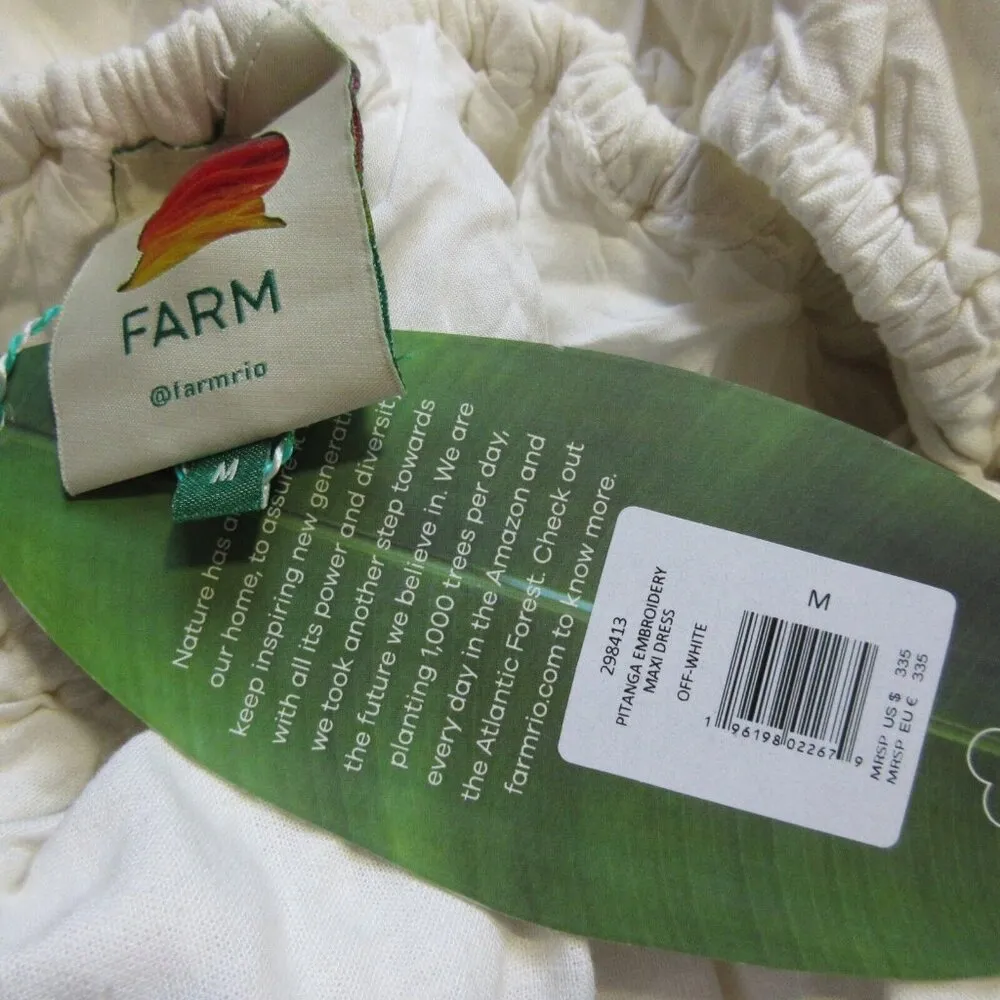 NWT FARM Rio Pitanga Maxi in Off-white Embroidered One Shoulder Cut-out Dress M - Image 7