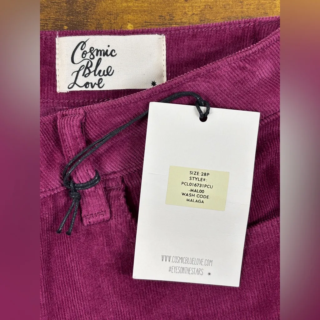 NWT Cosmic Blue Love Stitch Fix Women's Skinny Corduroy Pants Burgundy Plum 28P Purple Size undefined - Image 3