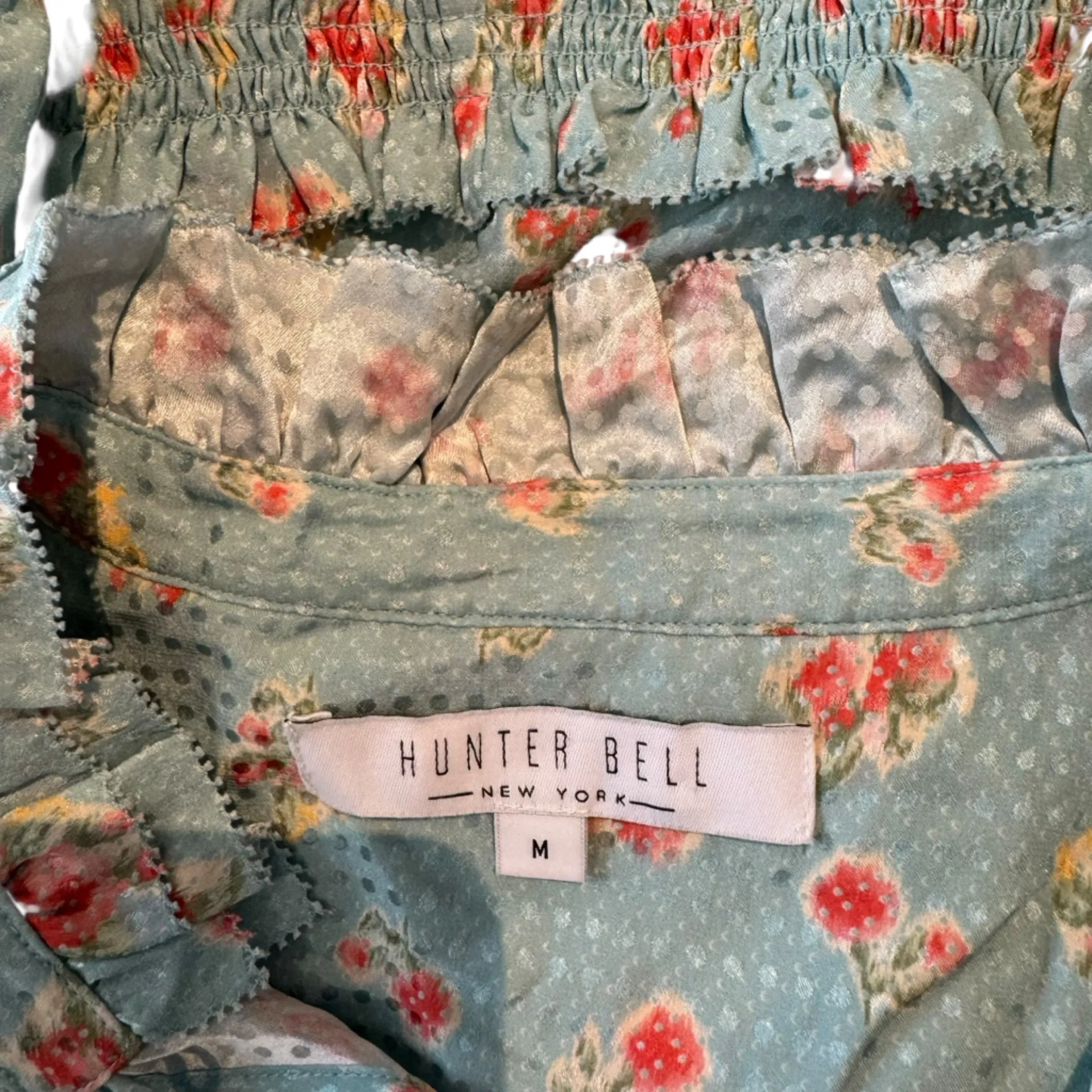 Hunter Bell - Blue Ikat Flower Blakely Dress 100% Silk Sz M - Image 8