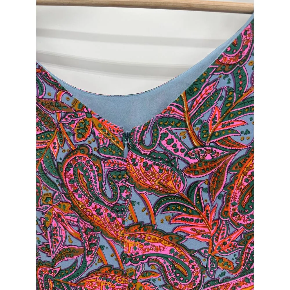 J.Crew Dress Women 12T Pink Paisley Silk Ruffle Scoop Neck Modest Light - Image 7