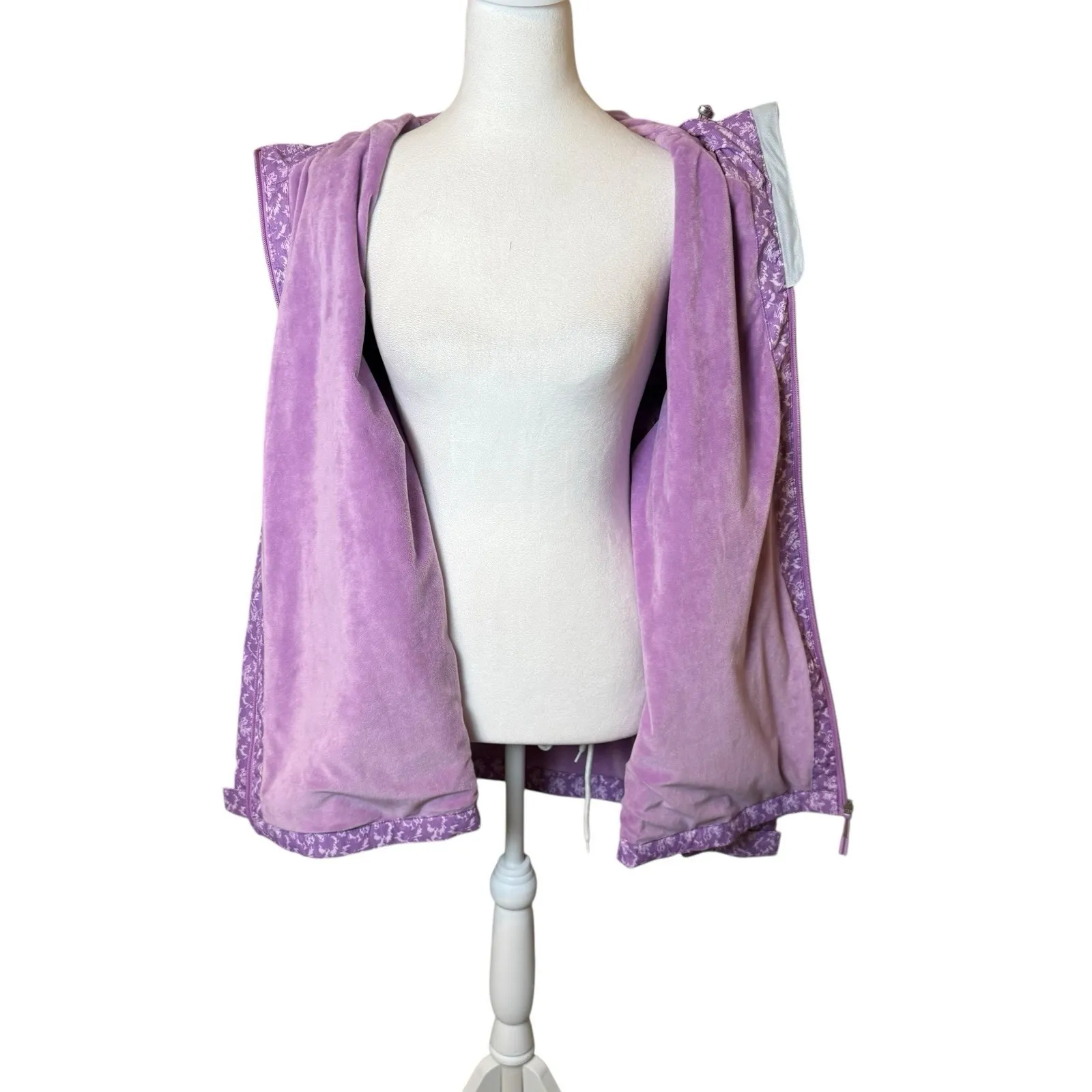 ZeroXposur Womens Zuri Purple Floral Windbreaker Rain Coat XL Winter Warm - Image 7