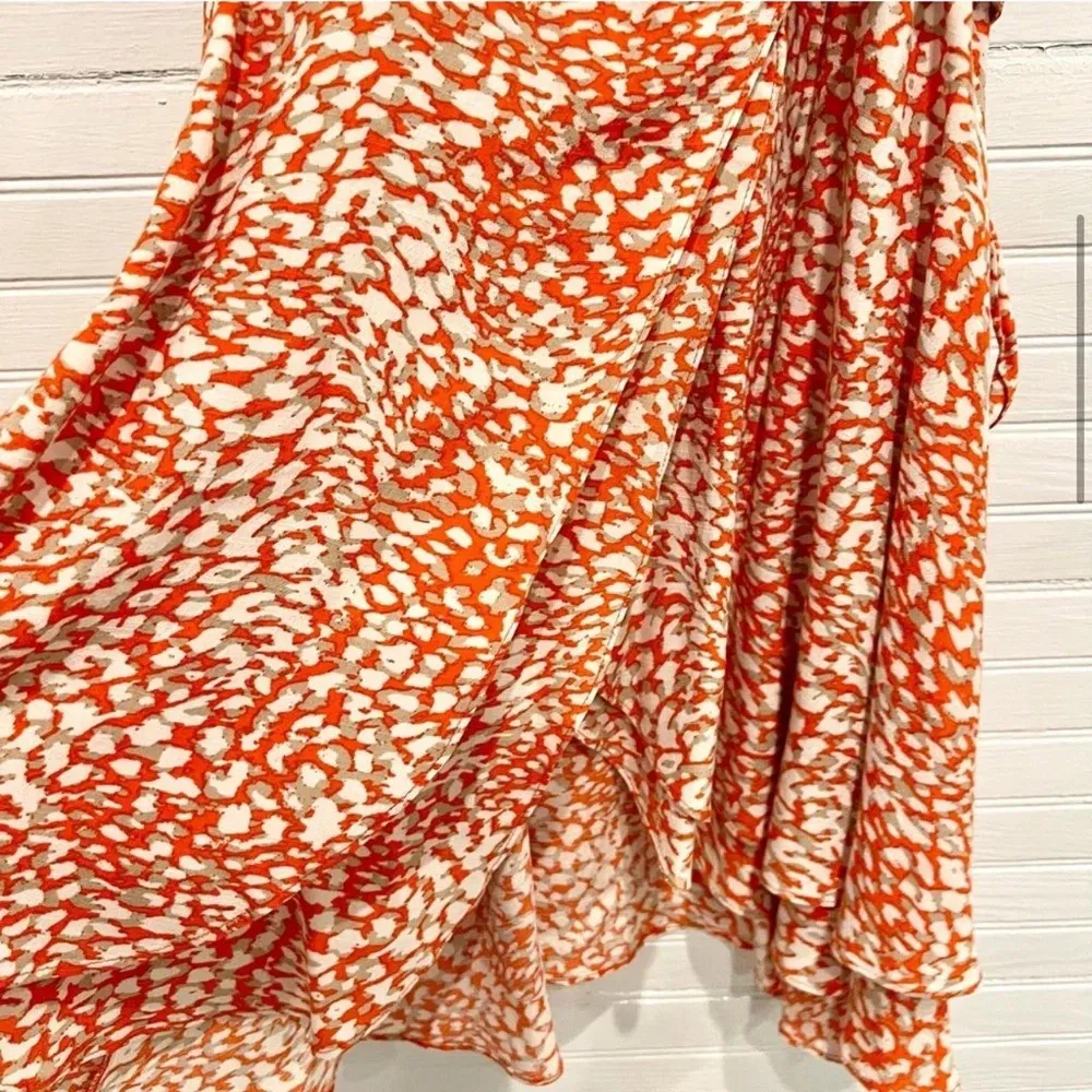 Free People Women's French Quarter Wrap Mini Dress Orange Print Size S Casual - Image 5