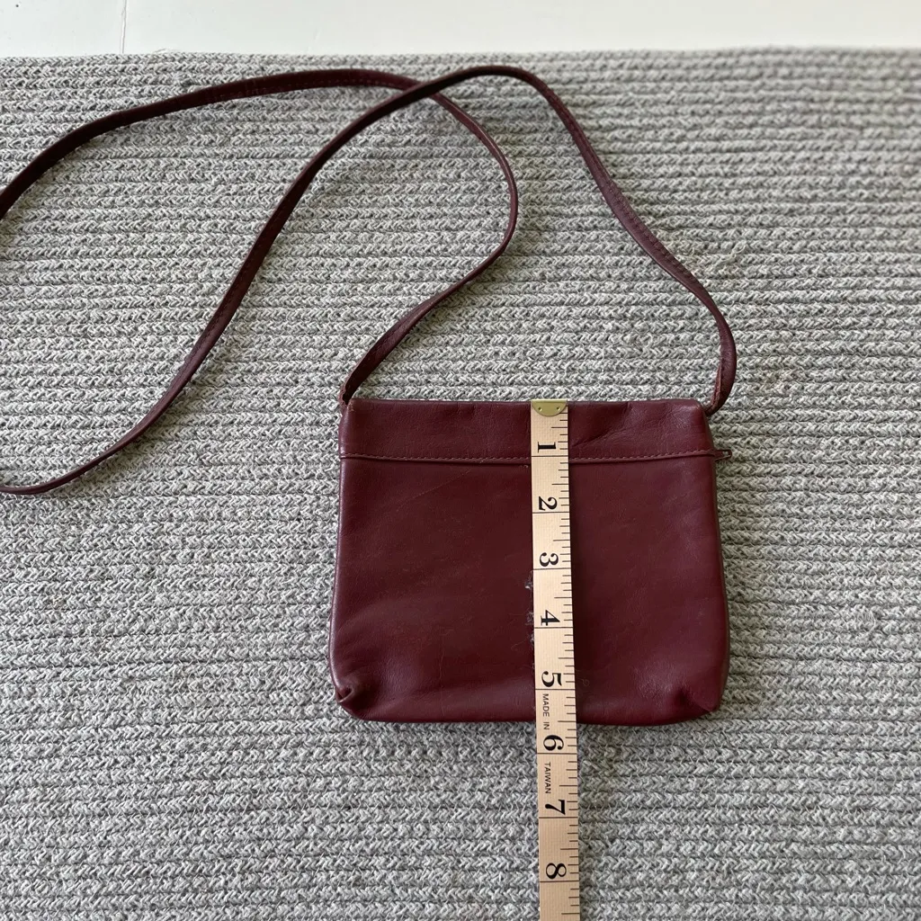 Vintage Oxblood Dark Red Burgundy Genuine Leather Crossbody Mini Bag - Image 5