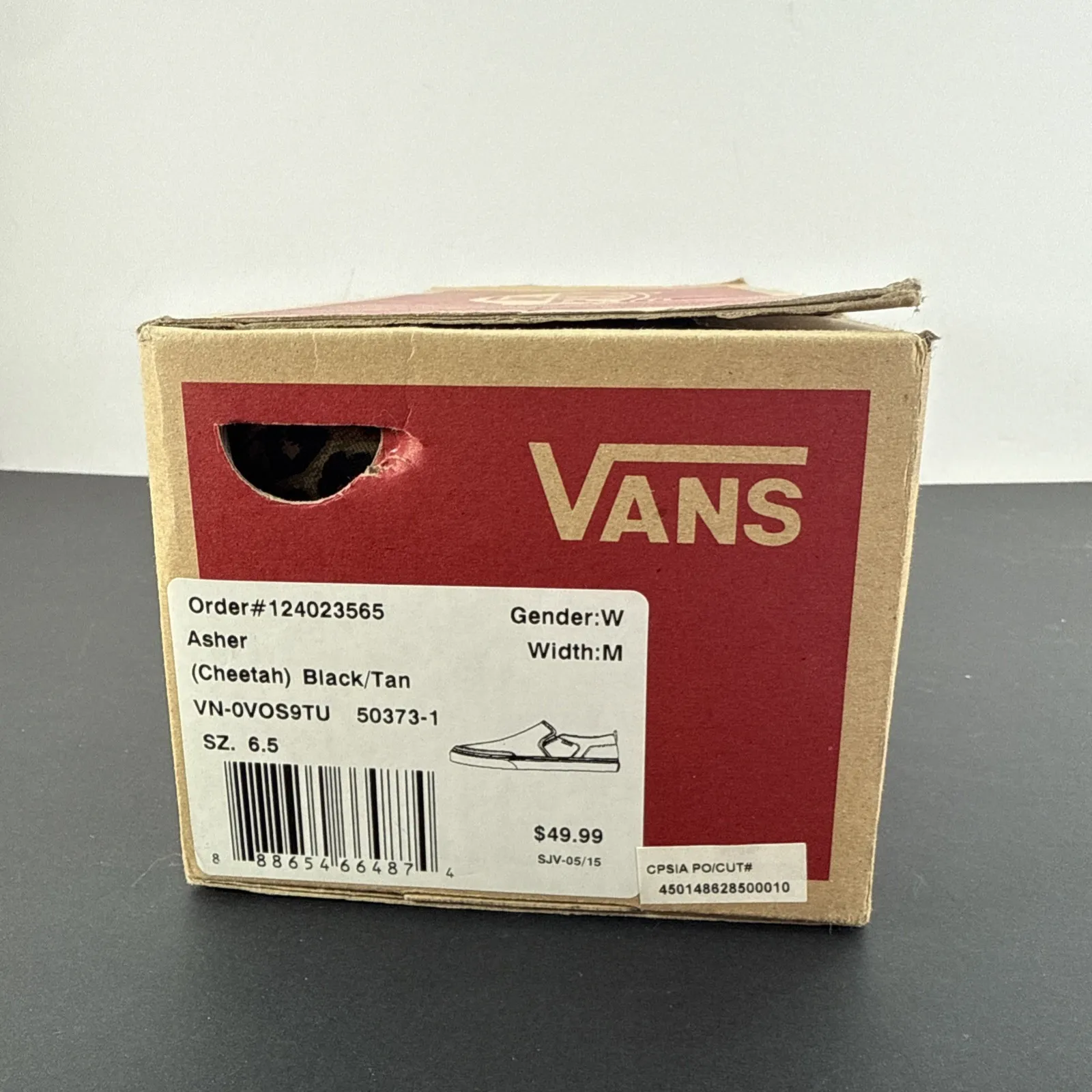 VANS Asher Deluxe Womens Sz 6.5 Cheetah Leopard Print Slip On Skate Sneakers - Image 2