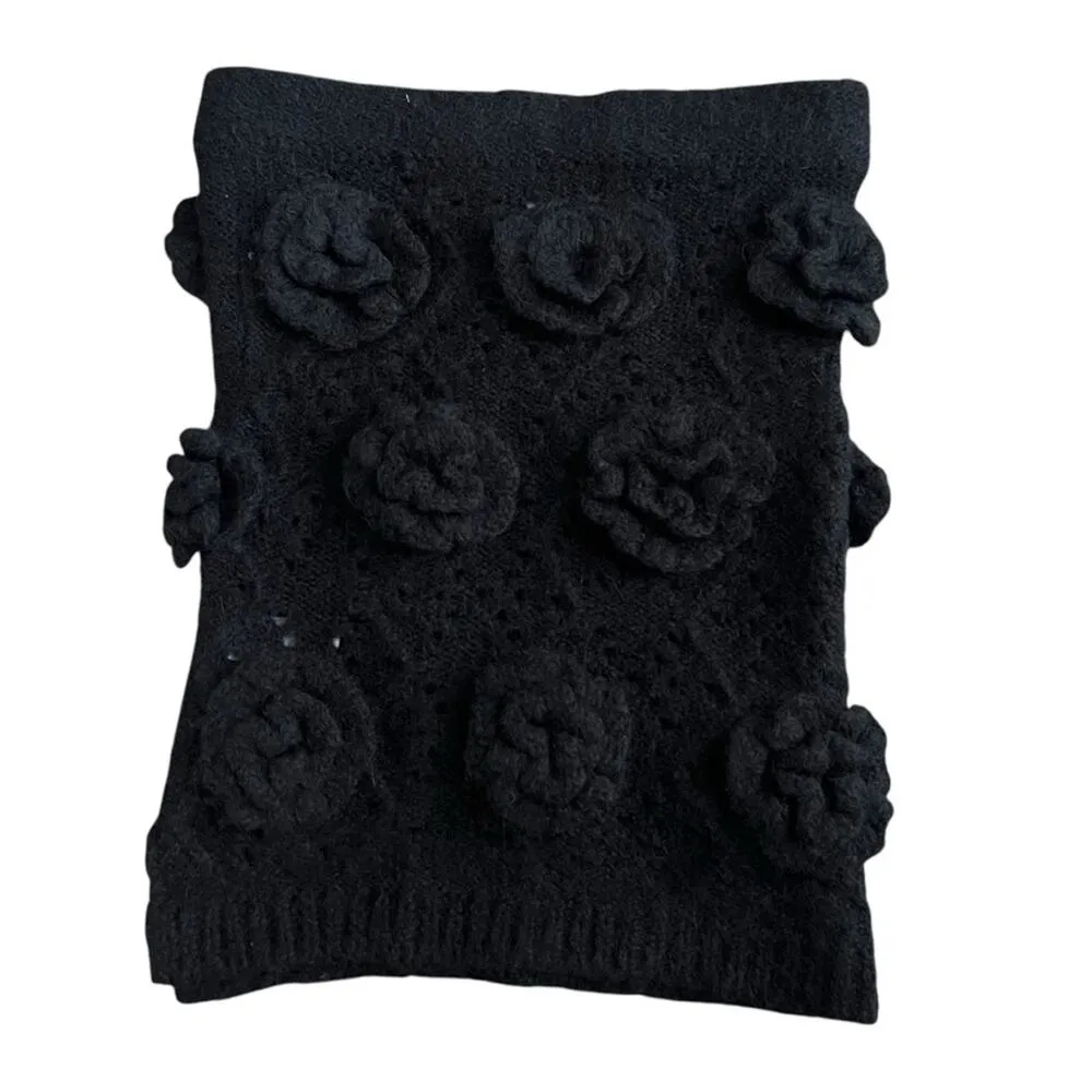 Tach Clothing Women’s Polina Top Elena Crochet Knit Skirt Set Black Rosettes S - Image 10