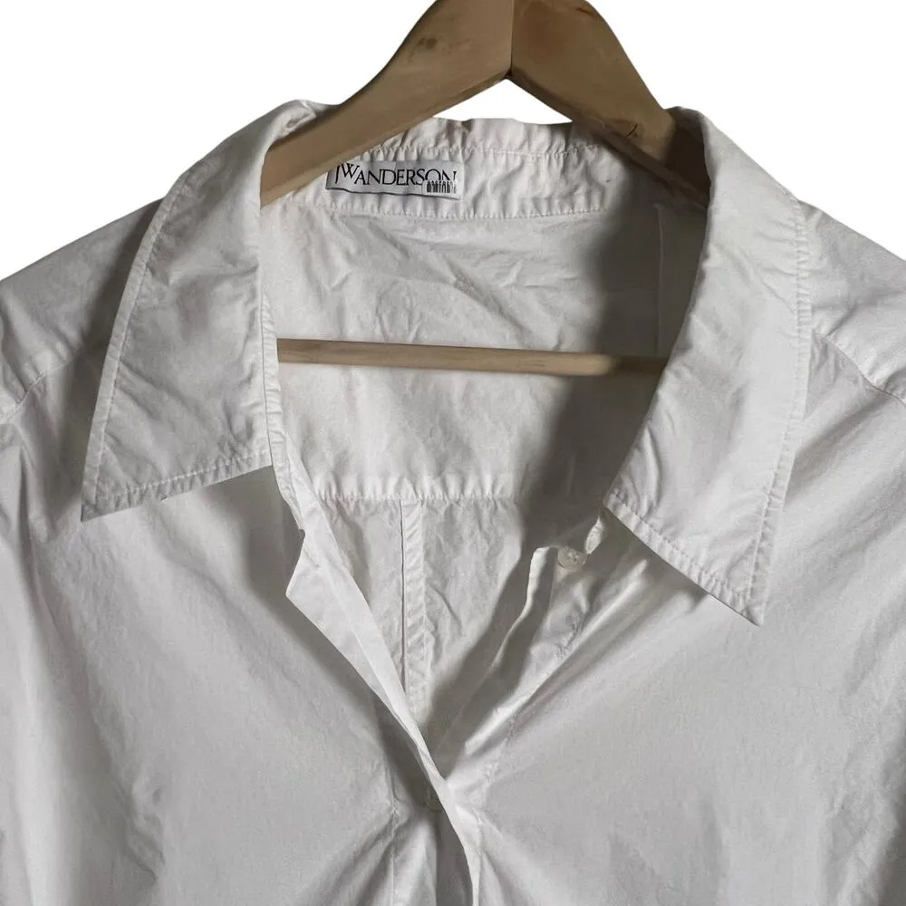 JW Anderson Lace Detail Long Sleeve Button Front Shirt Mini Dress Size 0 White - Image 7