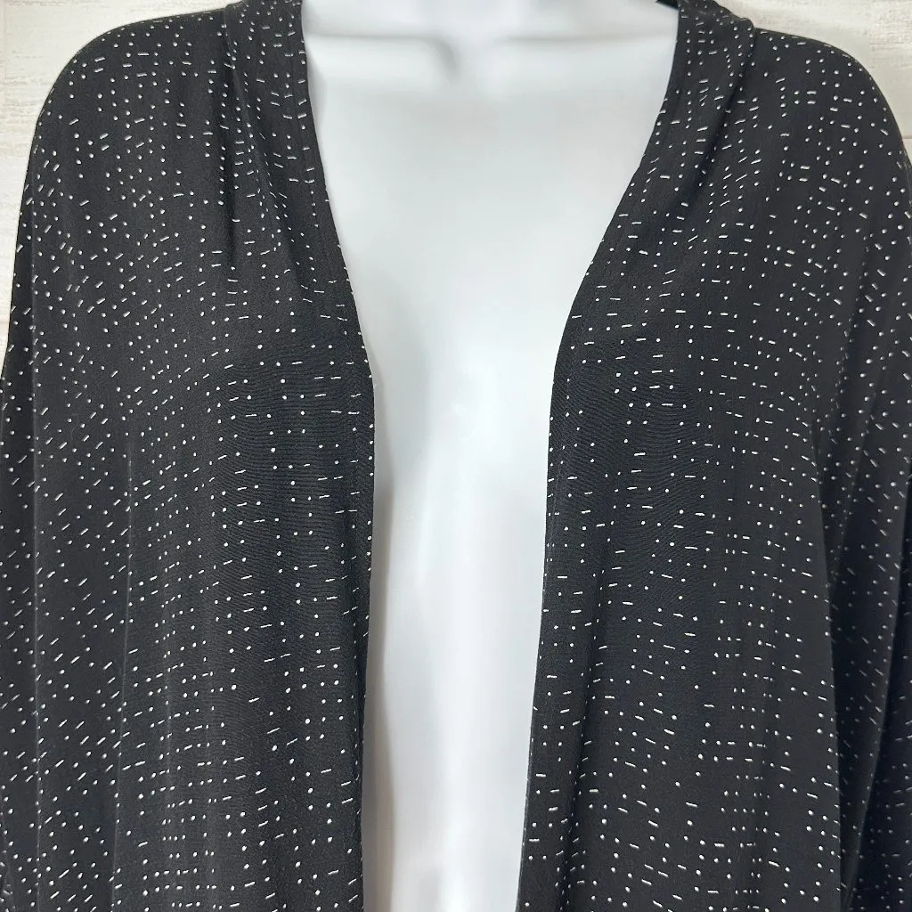 Eileen Fisher Long Kimono Duster Cardigan Black White Morse Code Size Medium - Image 4