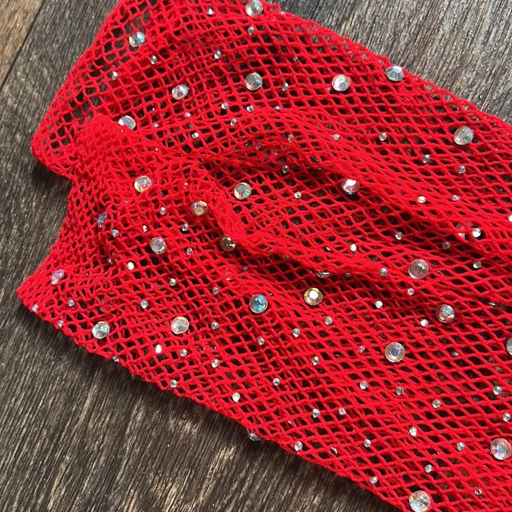 Red Rhinestone Gloves - Image 2