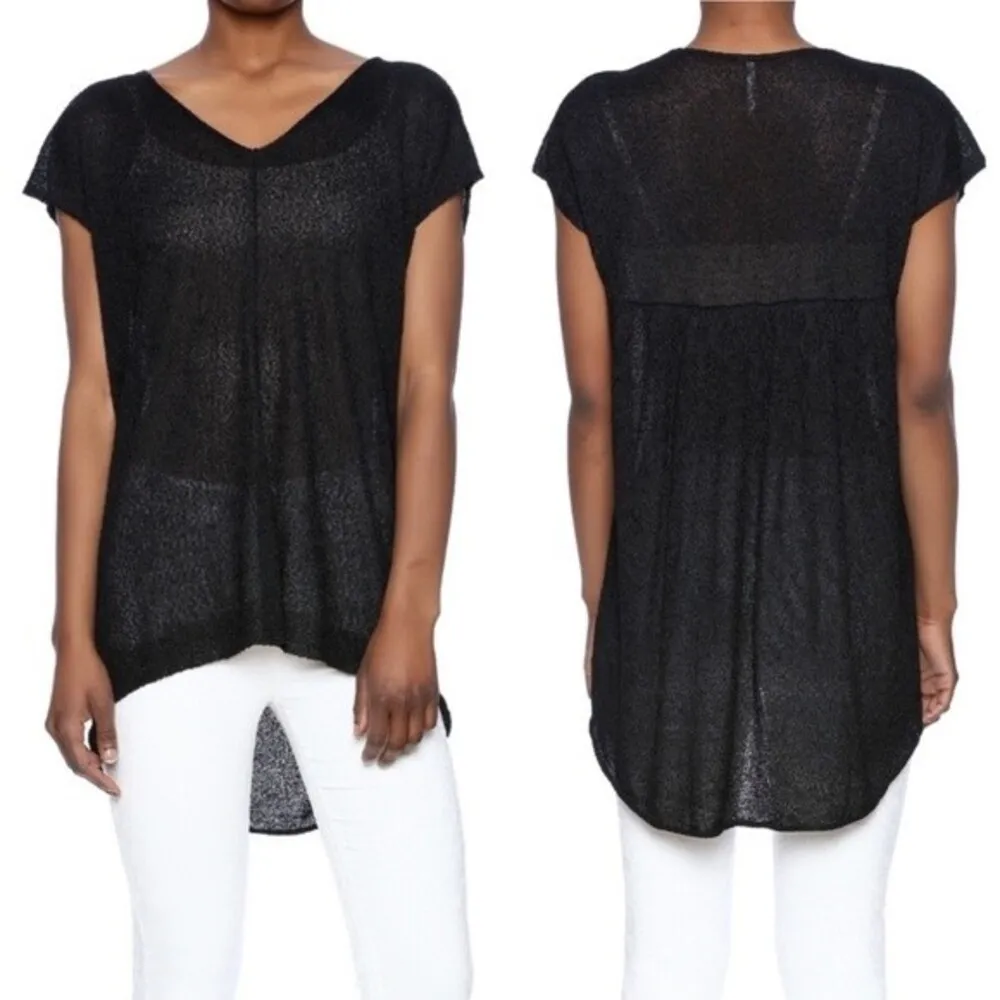 Free People Top Take It Easy Black Nubby Sheer Sweater Tunic Women’s Size Small - Image 14