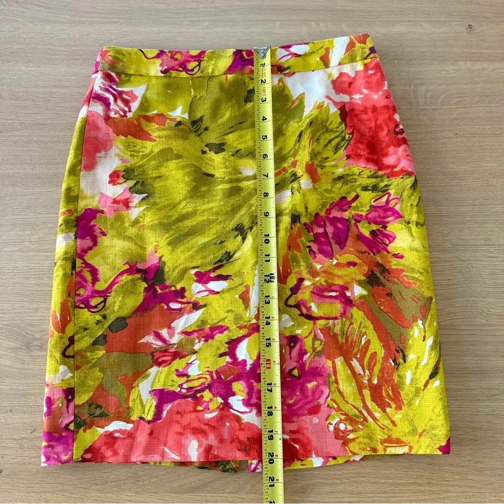 J. Crew Impressionist Floral Abstract Multicolor Pencil Skirt Size 2 Cotton Fun - Image 11