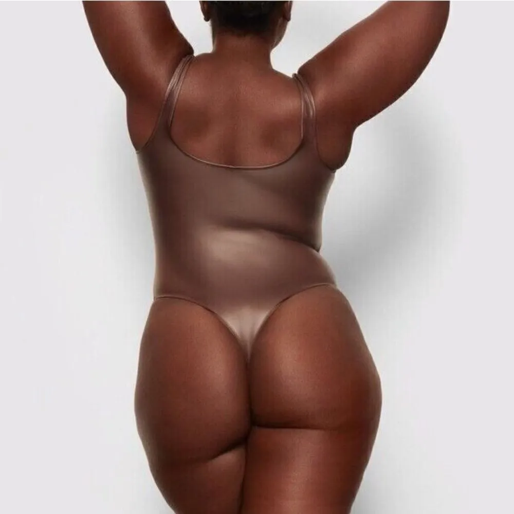 Skims Wet Jersey Thong Tank Bodysuit Cocoa 2XL - Image 2