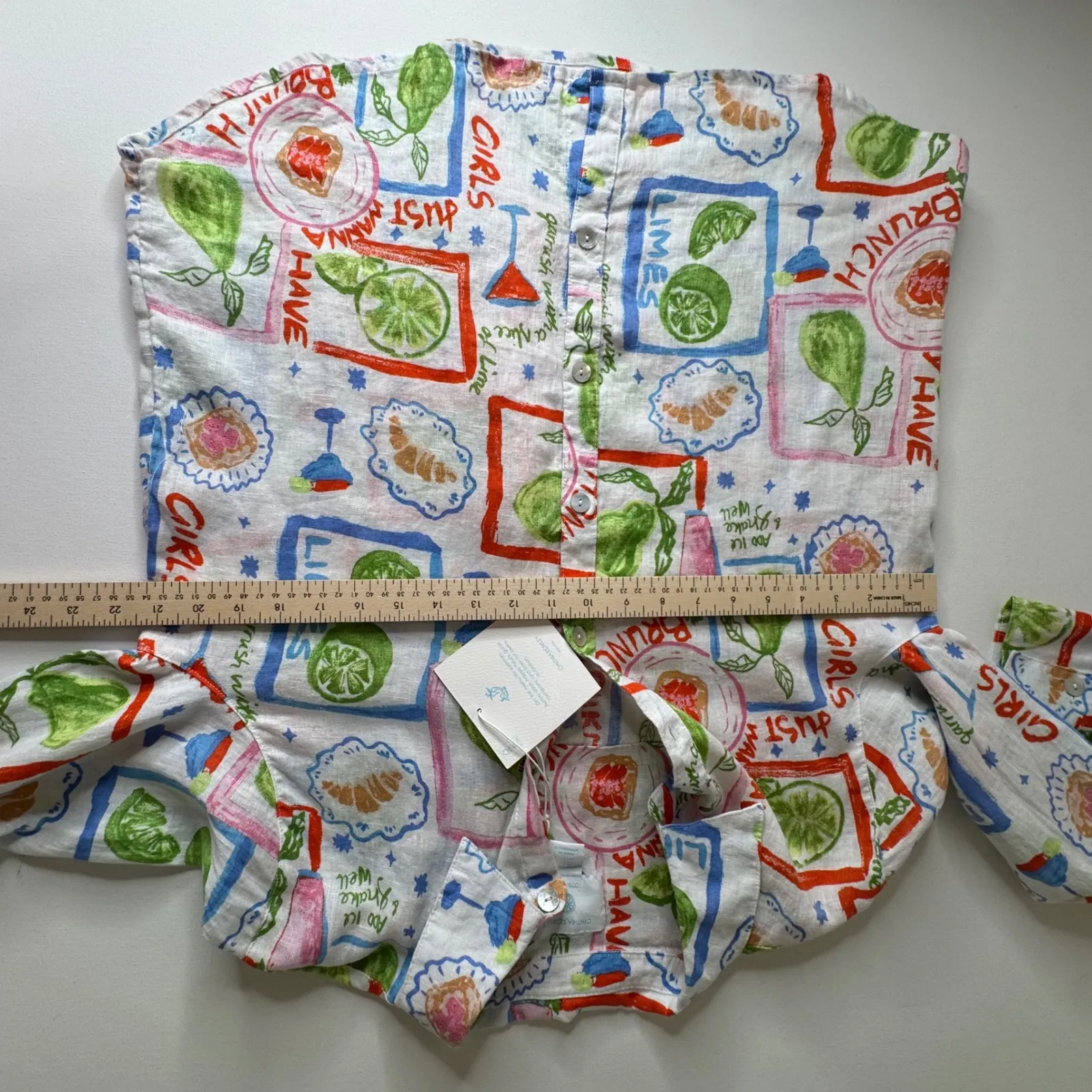 NWT Cynthia Rowley Linen Brunch Button Up Shirt Large‎ Novelty Coastal Colorful - Image 8