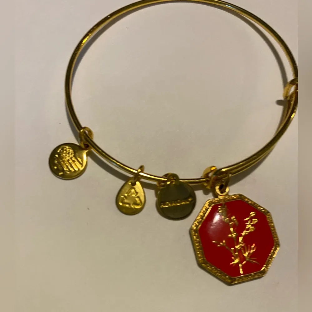 Alex And Ani Larkspur Charm Bangle Neptune Gold Tone - Image 2