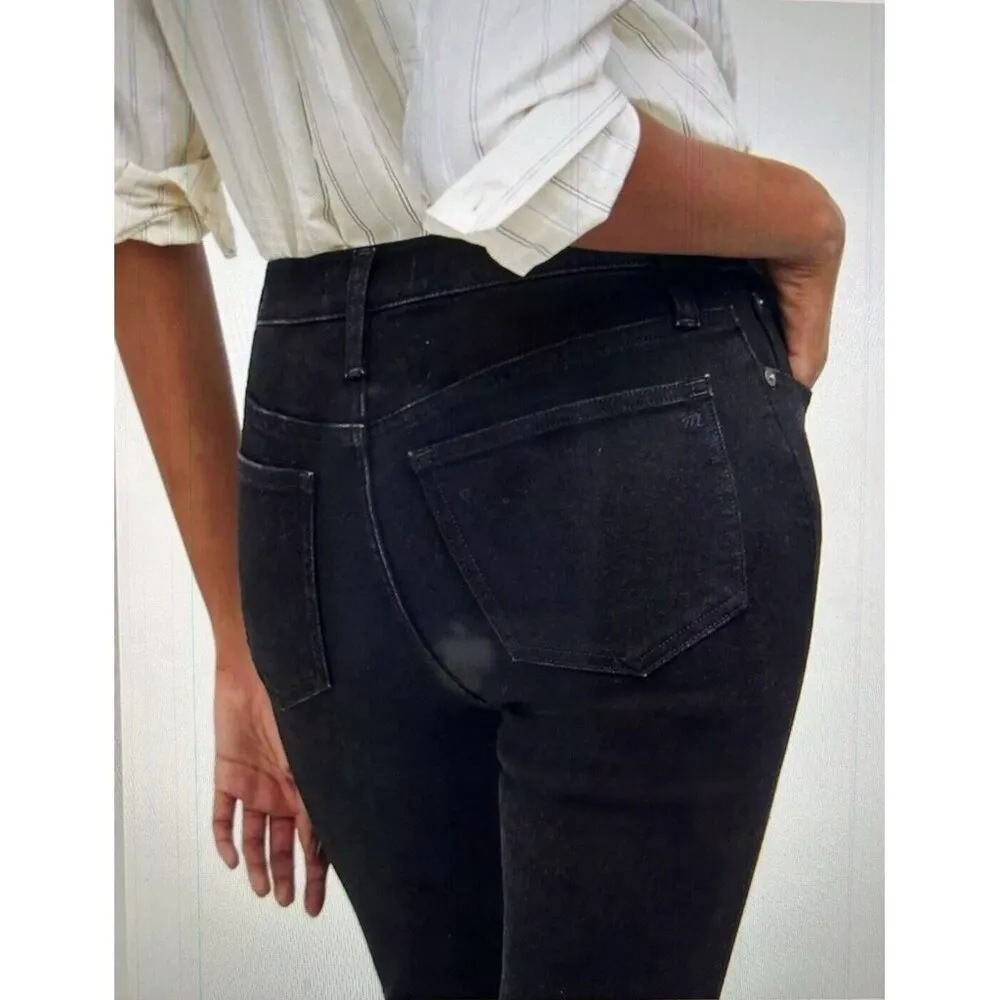 Madewell Womens Mid-Rise Full Length Kick Out Black Denim Jeans Size 32 - Image 4