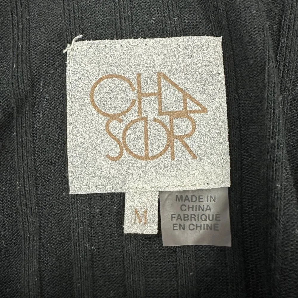 Chaser Black Ribbed V-Neck Short Sleeve Knit Romper Size M - Image 4