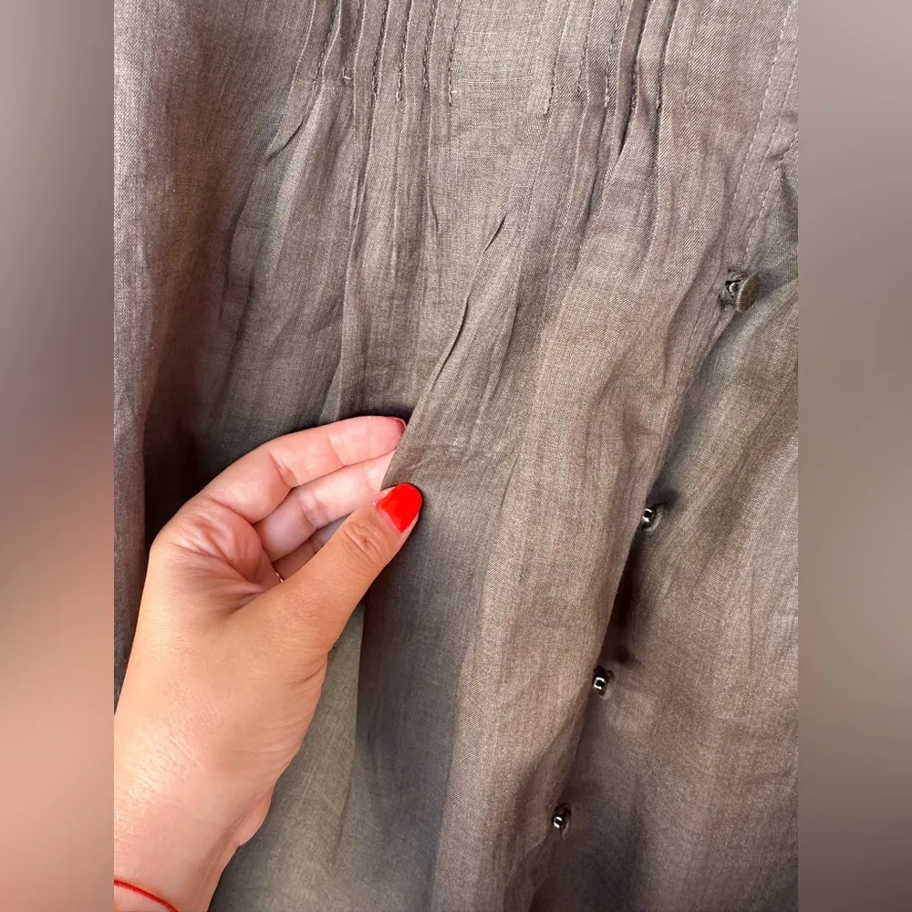 NWT  Ramie Pintuck Dress Dark Olive Green / Size XL - Image 8