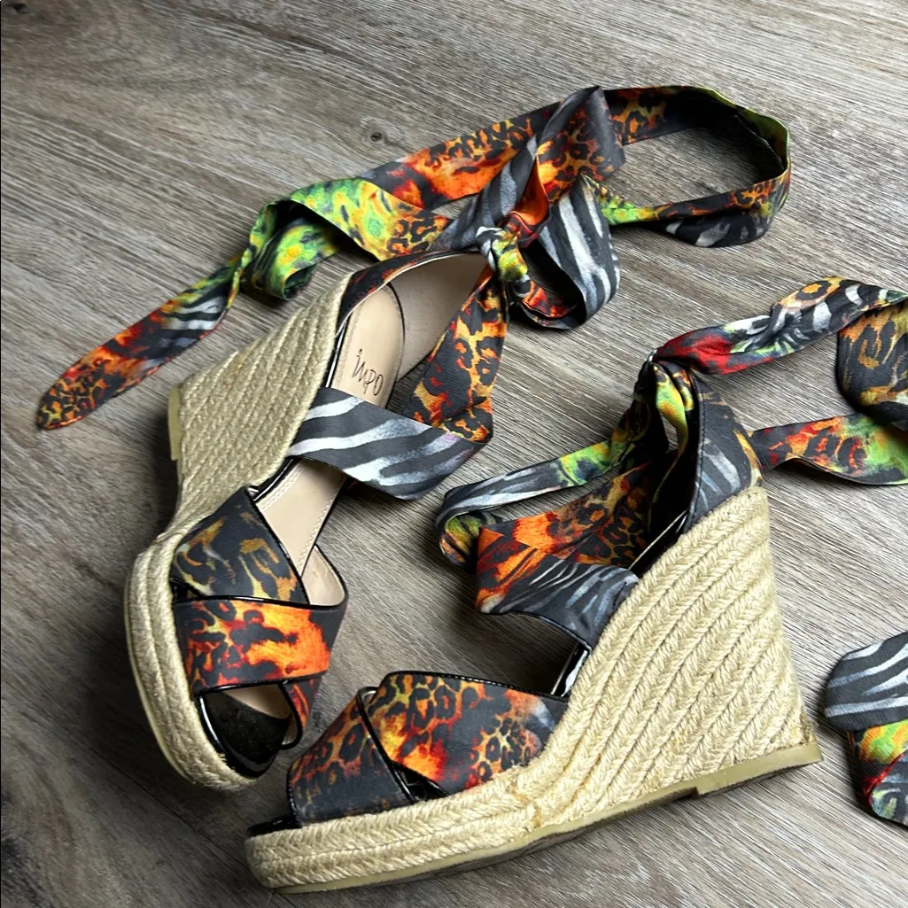 Impo Orabelle “Oprah” Colorful Ankle Wrap Espadrille Wedge Sandals Size 8 - Image 3