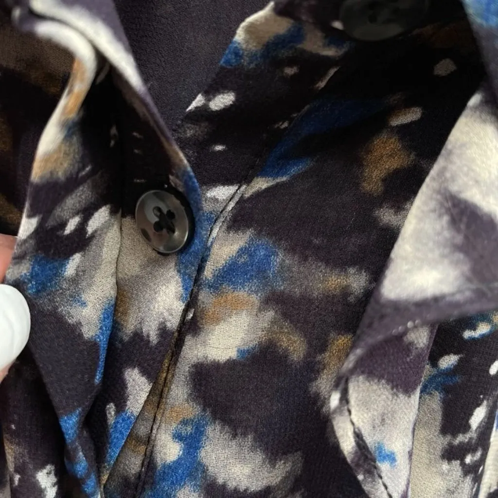 CAbi  Blouse Womens Medium Black Starry Night‎ Chiffon Ruffle Button Front #3066 - Image 3