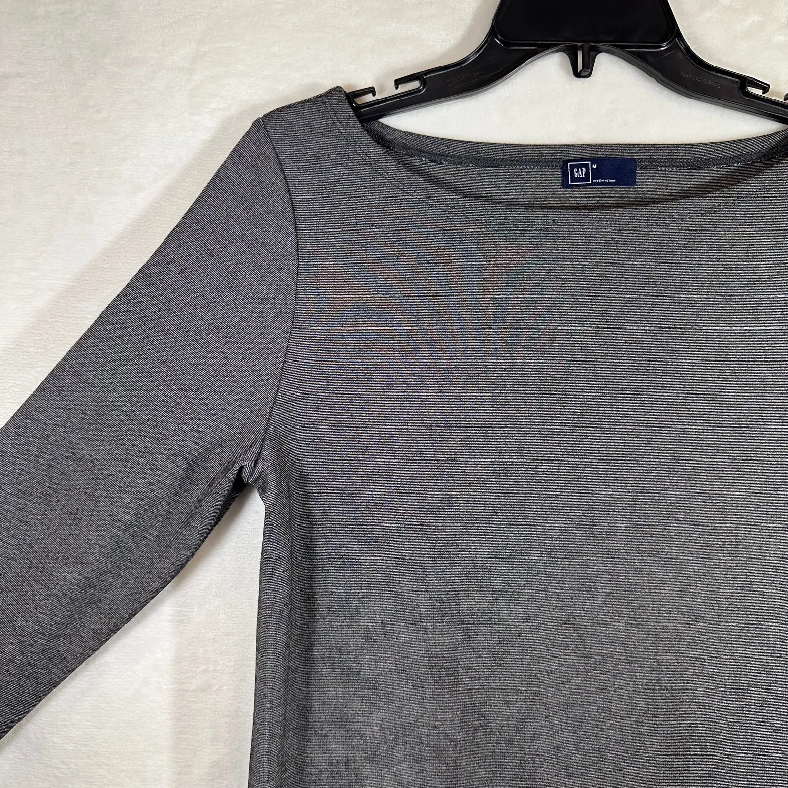 GAP Medium Dress Gray Boatneck Midi Long Sleeve Party‎ Formal Neutral Stretchy - Image 2