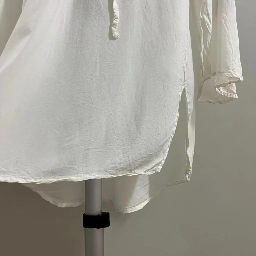 NWOT Johnny Was Biya Embroidered Floral Tunic Boho White Blue Shirt Blouse Sz S - Image 12