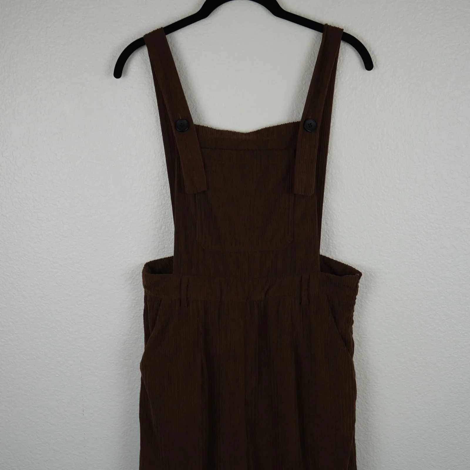 CIDER‎ Womens Corduroy Jumpsuit Overalls Brown Wide Leg Square Neck Size M - Image 2