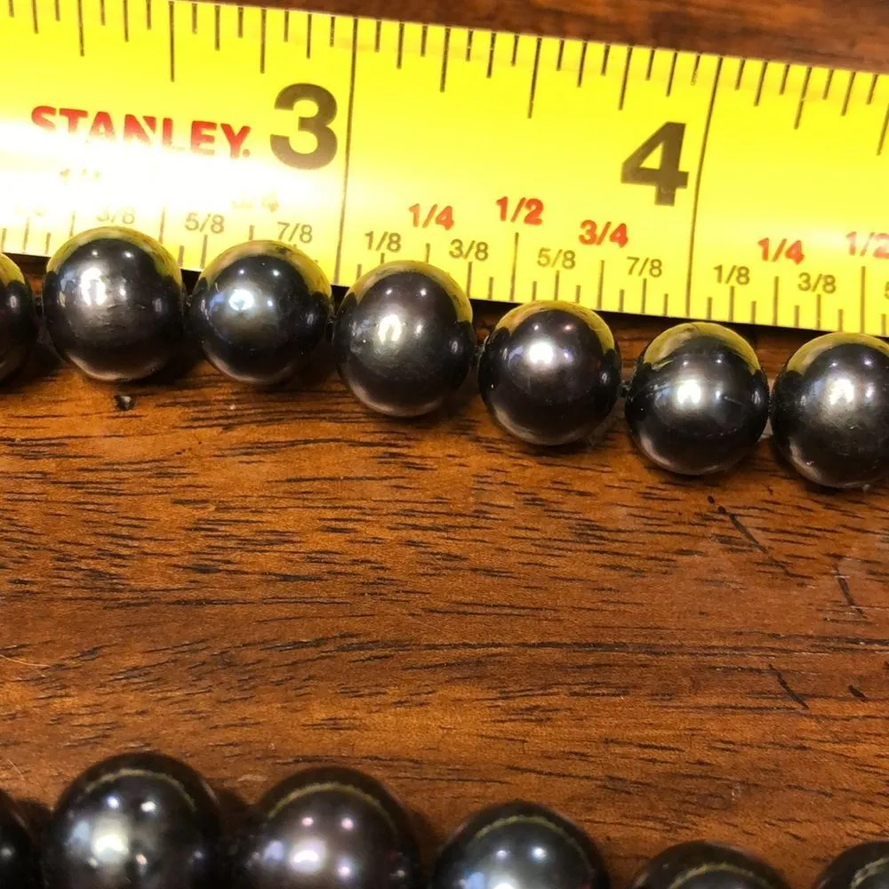 Hand Knotted PEACOCK PEARLS w Sterling Silver Lobster Claw Clasp 18 inches long Gray - Image 16