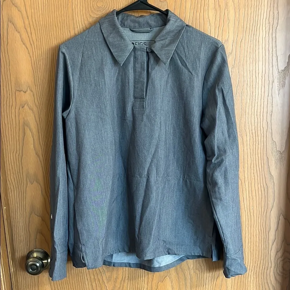 Figs Nala Graphite‎ Gray Women’s Long Sleeve ScrubPolo Medium - Image 3