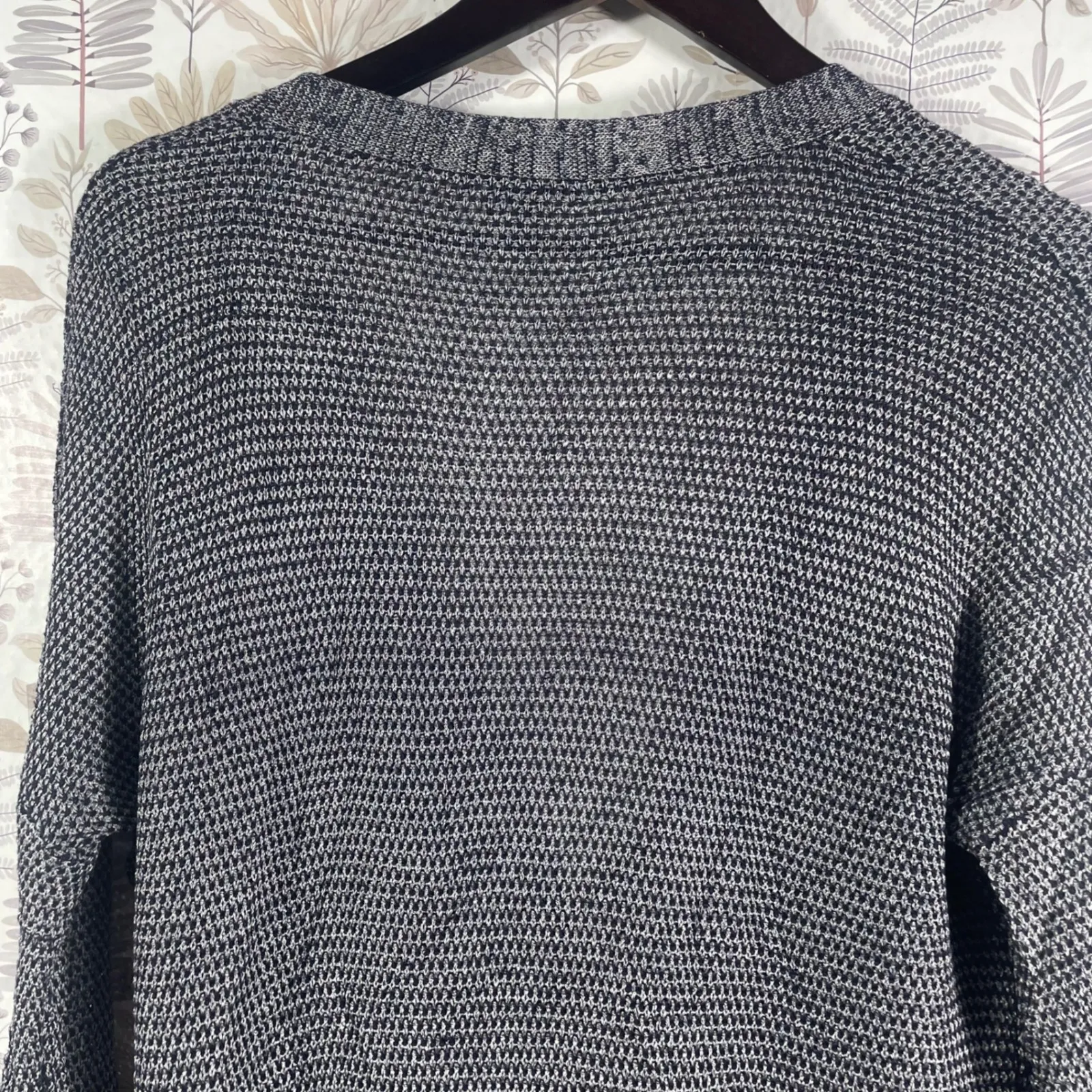 Vince‎ Linen Rayon Knit Cardigan Sweater Gray Black Open Front Long Size M - Image 8