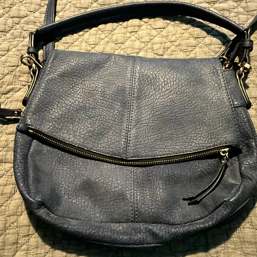 Urban Expressions Blue and Gold Crossbody Bag with Adjustable Strap Tote Purse - Image 2