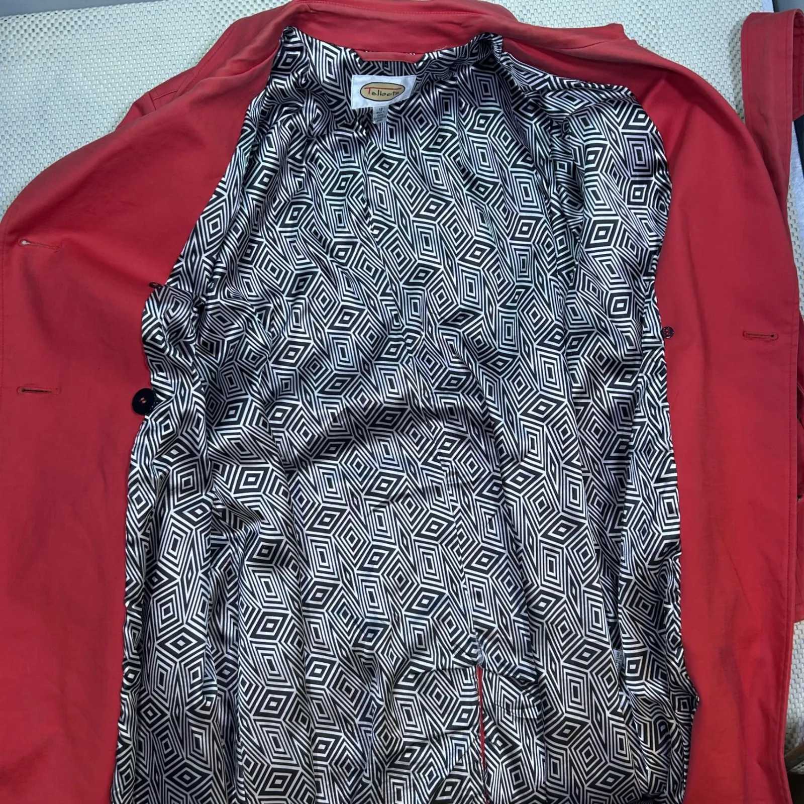 Talbots Red Trench Coat‎ Women's Double Breasted Belted Lightweight Jacket 12 - Image 7